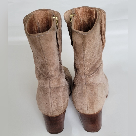FREE PEOPLE Tan Suede Block Heel Boots - Picture 3 of 14
